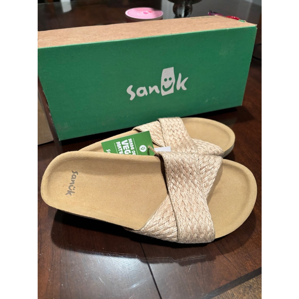 Women's Sanuk Cruzy Jute Sandals Natural Beige, various sizes available - Picture 3 of 8